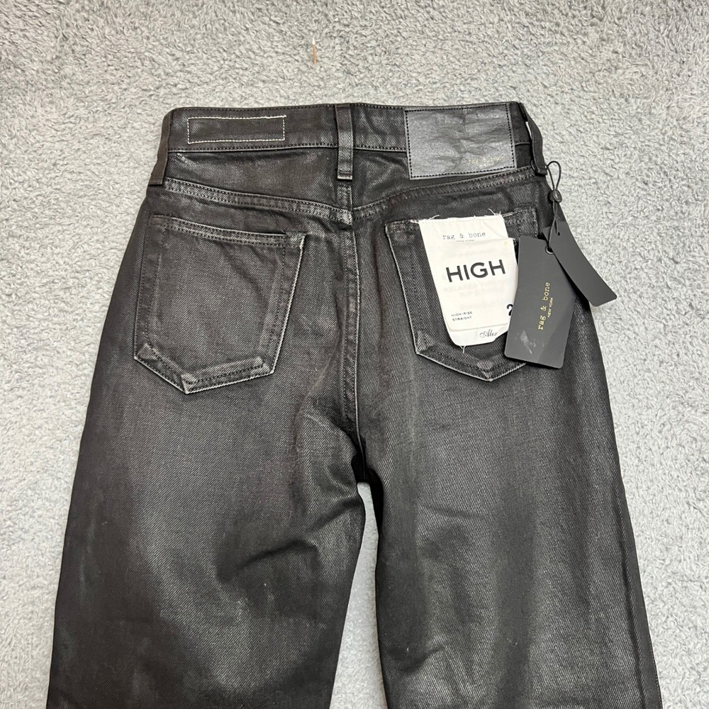 Rag Bone Jeans Womens 24 Worn in Balck Alex High Rise Straight Black NEW